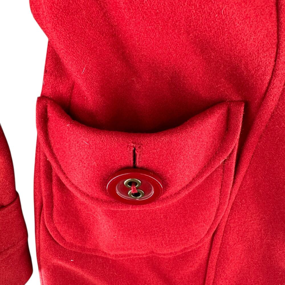 Tulle Anthropologie Red Wool Jacket Size Small Pea Coat Retro Vibes Paisley - Picture 5 of 9